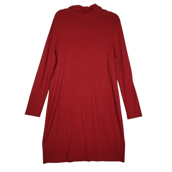 J Jill Wearever Collection Dress Medium Red Ribbed Cowl Neck Stretch Career - Picture 2 of 9